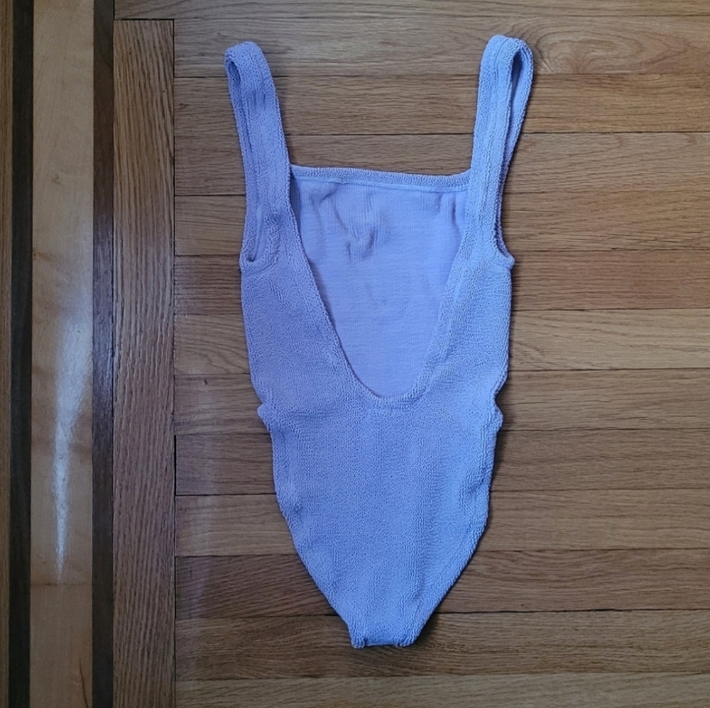 Hunza G Lilac Ribbed Tank One-Piece Swimsuit - Picture 5 of 9